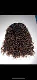 :16” curly light brown/ black roots lace closure wig with bangs