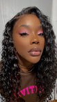 :20” water wave frontal wig with pink color strip in back Tinashe